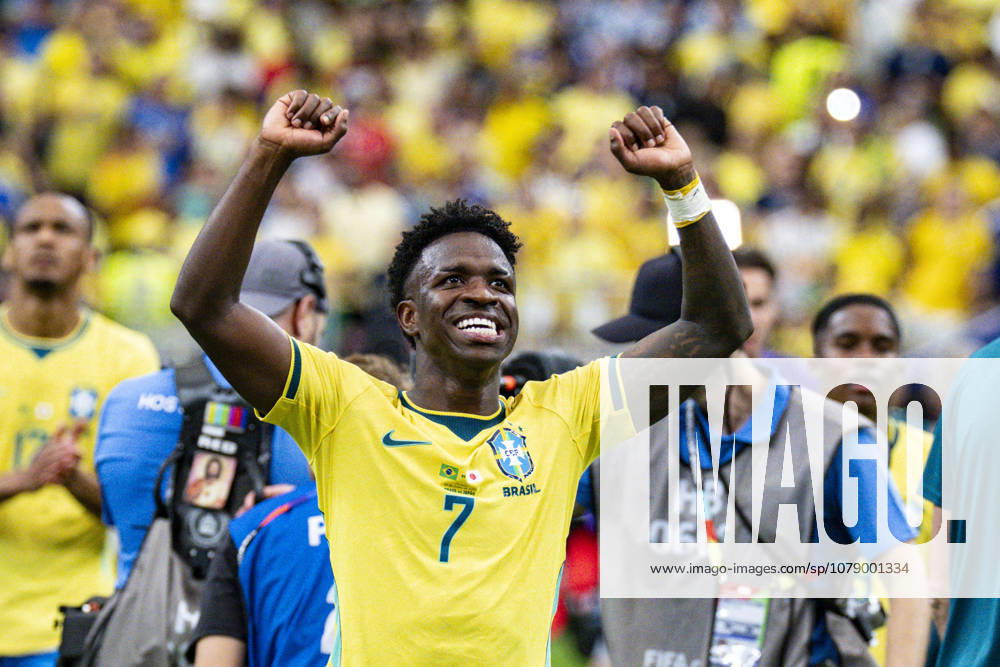 Vinicius Junior of Brazil celebrates after Brazil wins the match between Brazil and Japan in the 2026 World Cup, held at Houston Stadium in Houston, United States. Richard Callis Fotoarena (Richard Callis SPP)