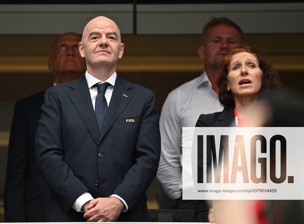 ARLINGTON, TEXAS - JUNE 30: FIFA President Gianni Infantino and Norwegian Football Federation President Lise Klaveness before the FIFA World Cup, WM, Weltmeisterschaft, Fussball 2026 Round Of 32 match between Group E Runners Up and Group I Runner-Up at Dallas Stadium on June 30, 2026 in Arlington, Texas.
