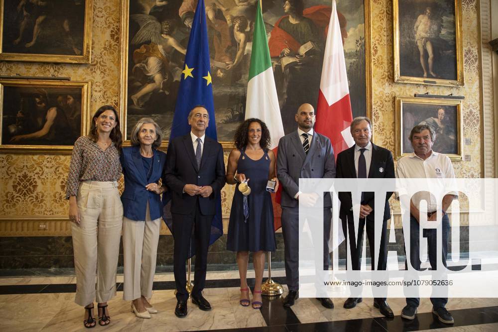 Conferimento dellAmbrogino doro alla campionessa di sci Federica Brignone Nella foto da sinistra verso destra Alessia Cappello, Claudia Giordani, Beppe Sala, Federica Brignone, Marco Riva, Flavio Roda, Franco Zecchini Milano - Italia - Cronaca Mercoledì, 01 Luglio, 2026 (Foto di Marco Ottico Lapresse) Awarding of the Ambrogino doro to the ski champion of Milanese origin Federica Brignone Milan - Italy - News Wednesday, 01 July, 2026