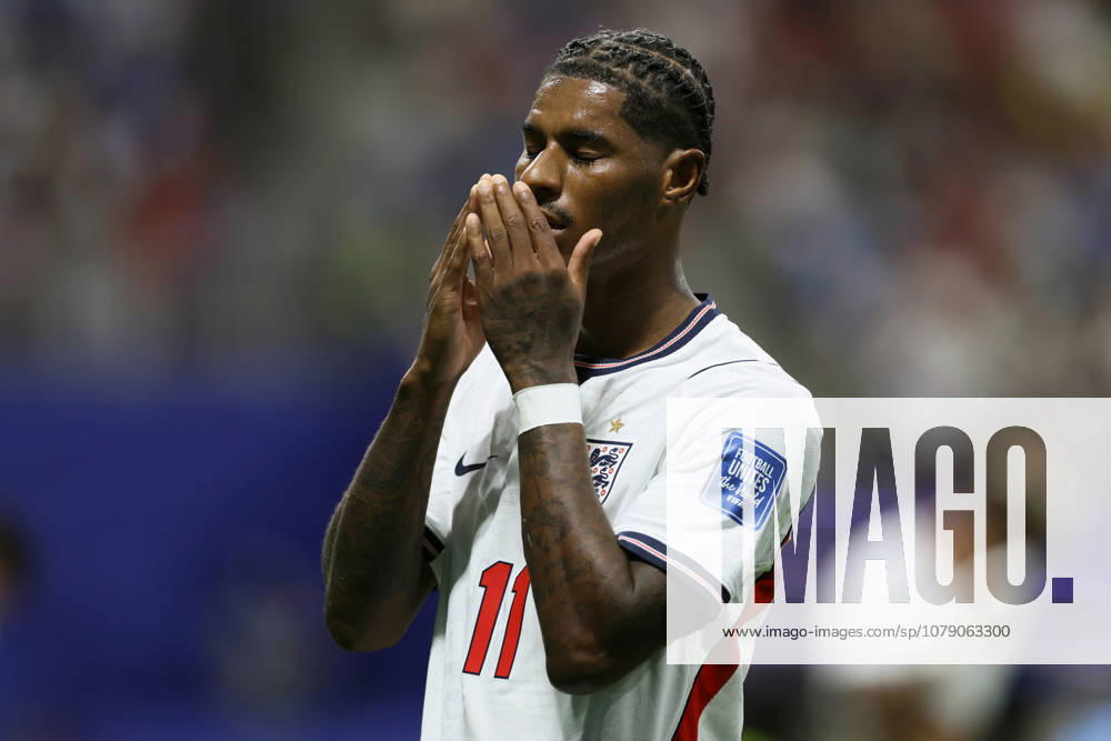 England v Congo DR: Round Of 32 - FIFA World Cup, WM, Weltmeisterschaft, Fussball 2026 Marcus Rashford of England reacts during the FIFA World Cup 2026 Round Of 32 match between England and Congo DR at Atlanta Stadium on July 1, 2026 in Atlanta, United States. Atlanta Atlanta Stadium GA United States