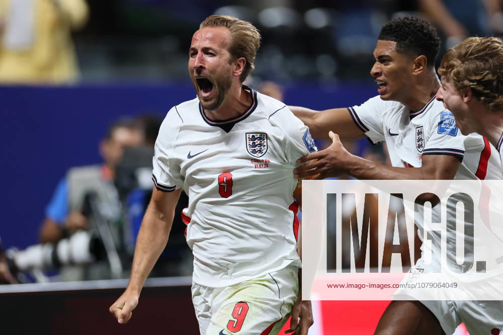 England v Congo DR: Round Of 32 - FIFA World Cup, WM, Weltmeisterschaft, Fussball 2026 Harry Kane, Jude Bellingham and Anthony Gordon of England celebrate equalizing goal during the FIFA World Cup 2026 Round Of 32 match between England and Congo DR at Atlanta Stadium on July 1, 2026 in Atlanta, United States. Atlanta Atlanta Stadium GA United States