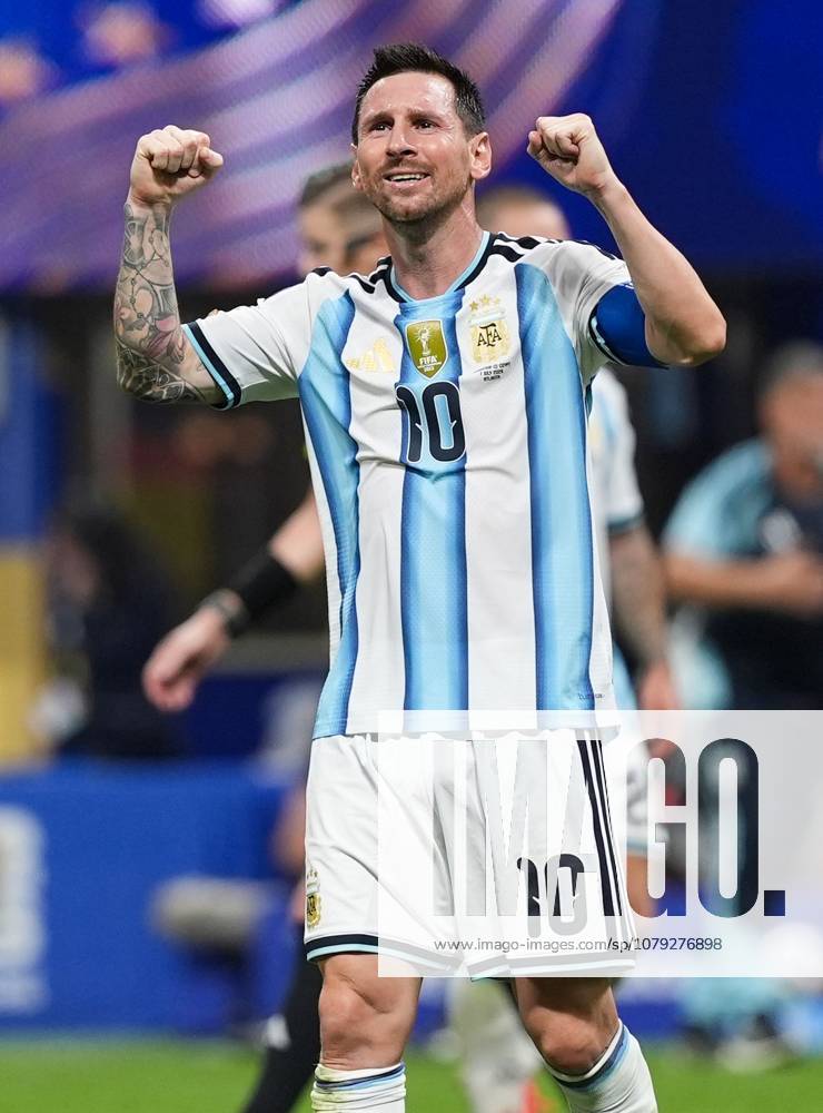 Lionel Messi of Argentina celebrates at the final whistle Argentina v Egypt, 2026 FIFA World Cup, WM, Weltmeisterschaft, Fussball Group of 16, Football, Atlanta Stadium, Atlanta, Georgia, USA - 07 Jul 2026Atlanta Mercedes-Benz Stadium Georgia (GA) United States of America