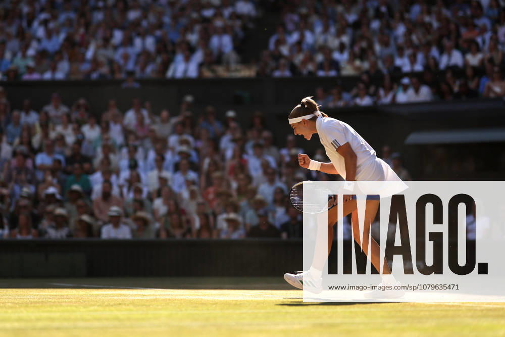 Karolina Muchova celebrates during the Ladies Singles final Wimbledon Tennis Championships, Day 13, The All England Lawn Tennis and Croquet Club, London, UK - 11 Jul 2026London The All England Lawn Tennis and United Kingdom