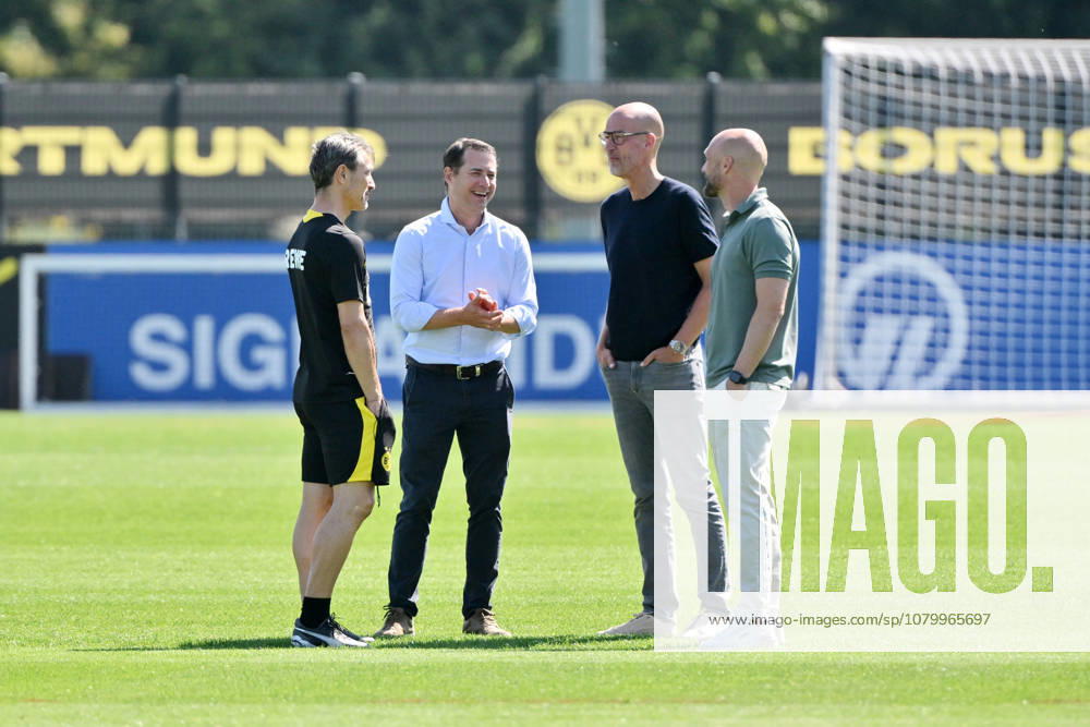 Trainer Niko Kovac (Borussia Dortmund), Lars Ricken (Geschäftsführer Borussia Dortmund), Carsten Cramer (Geschäftsführer Borussia Dortmund), Ole Book (Sportdirektor Borussia Dortmund), v.li. 14.07.2026, Fussball 1. Bundesliga, Saison 2026 2027, Training Borussia Dortmund Dortmund Trainingsgelände Nordrhein Westfalen Deutschland