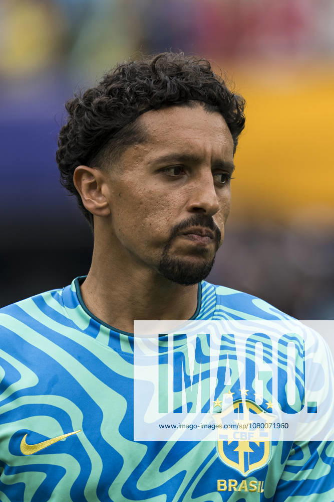 Brazil v Norway: Round of 16 - FIFA World Cup, WM, Weltmeisterschaft, Fussball 2026 New Jersey, United States - 5 July: Marquinhos of Brazil looks on prior to the during the FIFA World Cup 2026 Round Of 16 match between Brazil and Norway at New York New Jersey Stadium on July 5, 2026 in East Rutherford, United States East Rutherford New York New Jersey Stadium New Jersey United States