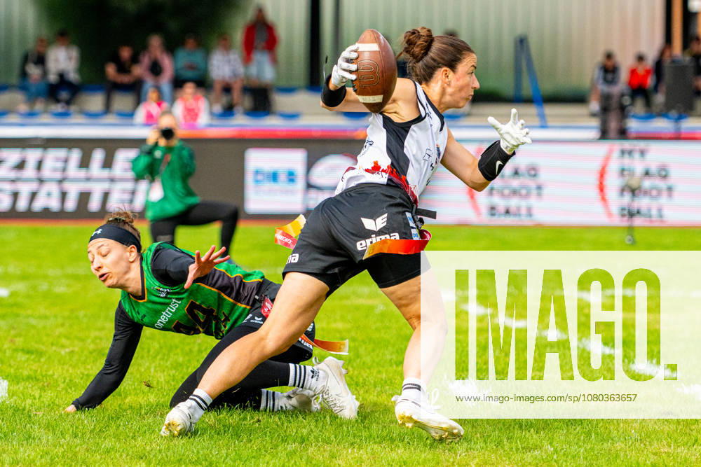 Munich Spatzen (grün) gegen Düsseldorf Firecats (weiß) - Halbfinale Frauen - Flag Football - Die Finals 2026 (24.07.2026, Hannover Erika-Fisch-Stadion (Hannover, GER),
