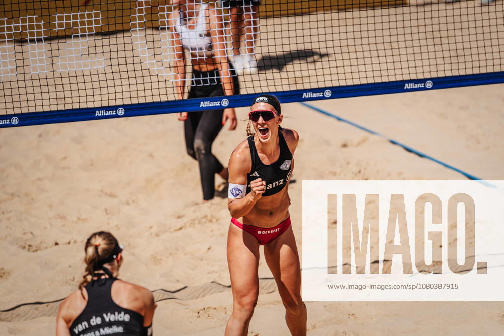 Beachvolleyball Frauen Allianz German Beach Club Finals Die Finals 2026 Hannover Eintracht Spontent vs. Berlin Reciycling Volleys 24.07.2026 Sandra Ittlinger jubelt Hannover Opernplatz Niedersachsen Deutschland