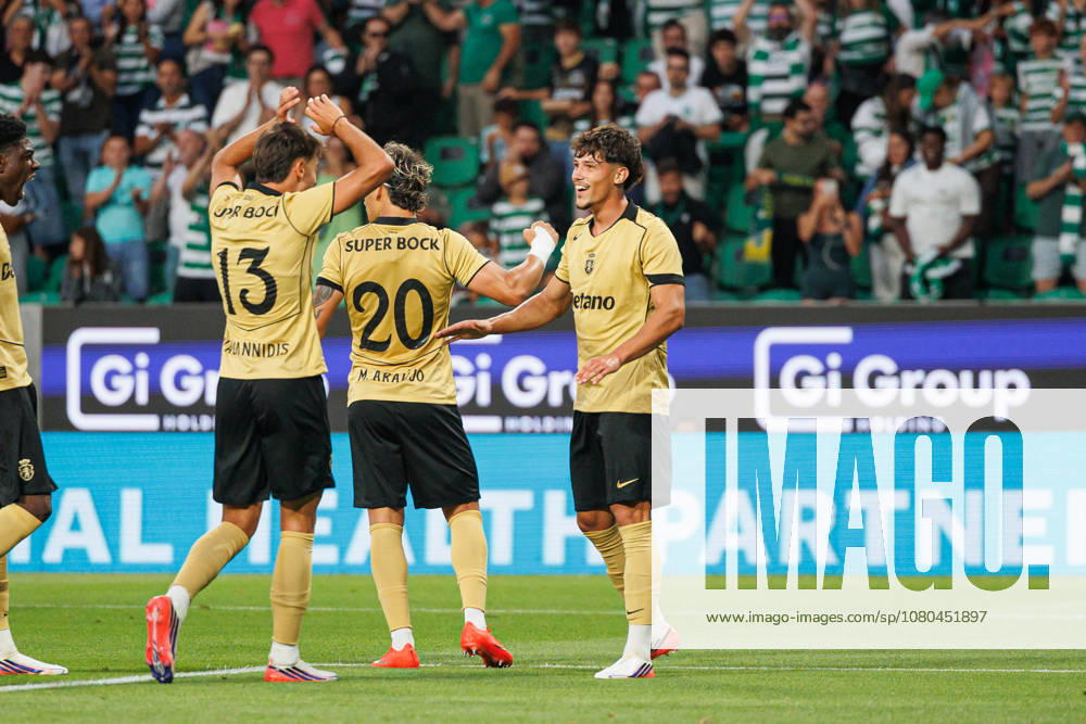 Rafael Nel seen celebrating after a goal during Club Friendly Games between teams of Sporting CP and AS Monaco Estadio Jose Alvalade (Luis Loureiro Ball Raw Images PT) Lisboa Estadio Jose Alvalade Portugal