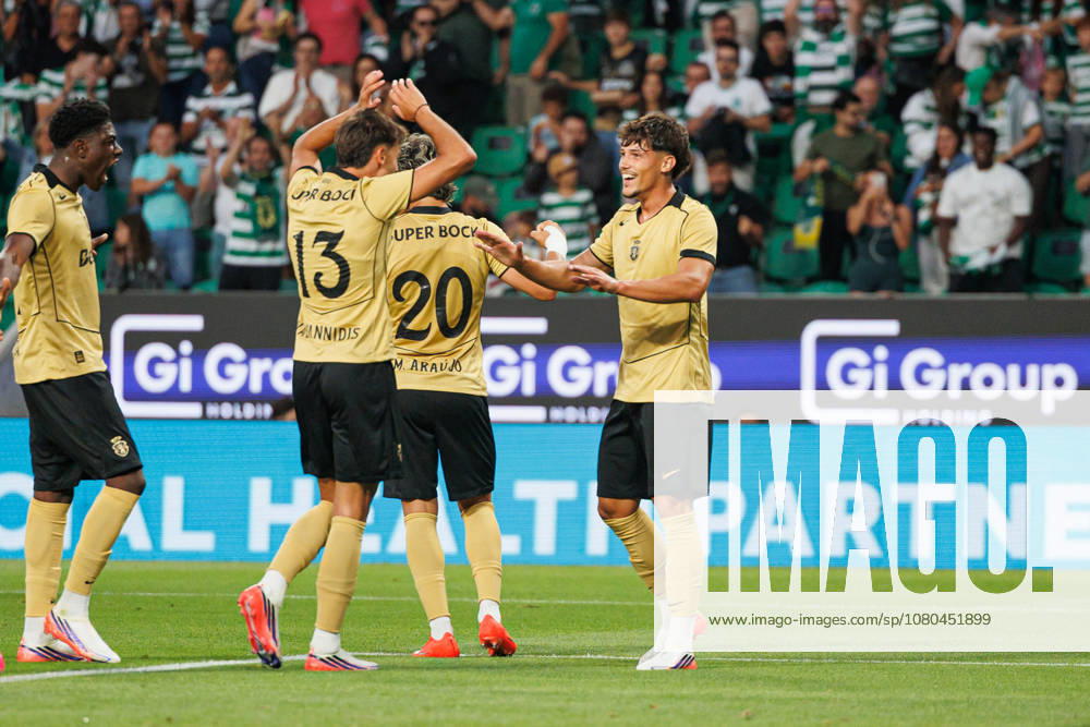 Rafael Nel seen celebrating after a goal during Club Friendly Games between teams of Sporting CP and AS Monaco Estadio Jose Alvalade (Luis Loureiro Ball Raw Images PT) Lisboa Estadio Jose Alvalade Portugal