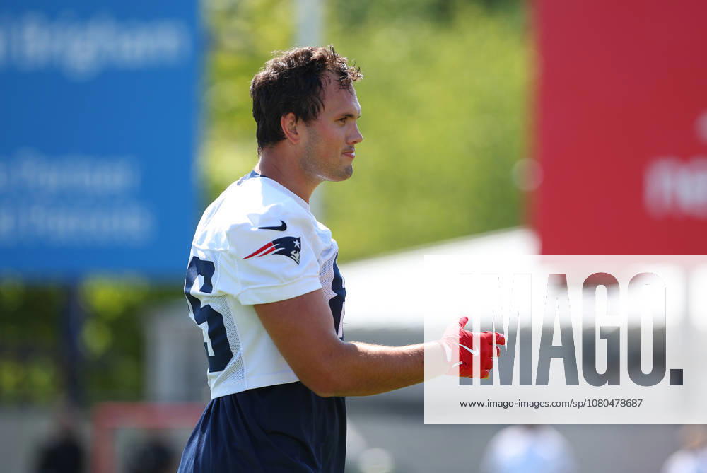 Foxborough, MA, USA; New England Patriots tight end Hunter Henry (85) during Patriots training camp at Gillette Stadium. CSM NFL, American Football Herren, USA 2026: Patriots Training Camp JUL 26 - ZUMAc04_ 20260726_zma_c04_156