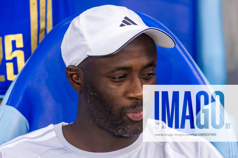 Head coach of SK Slovan Bratislava Yaya Toure seen during UEFA Champions league second qualifying round game between teams of SK Slovan Bratislava and Iberia 1999 Tbilisi (Dominika Kortvelyesiova Ball Raw Images) Bratislava Tehelne Pole stadium Slovakia