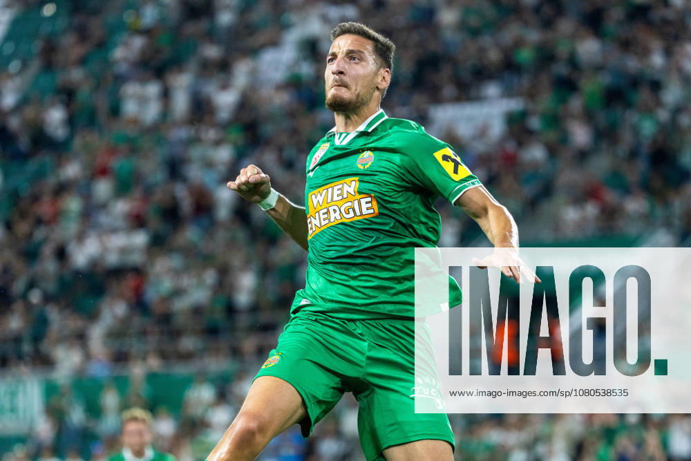 SOCCER - UEFA ECL, Rapid vs Coloma VIENNA,AUSTRIA,29.JUL.26 - SOCCER - UEFA Conference League, qualification, SK Rapid Wien vs FC Santa Coloma. Image shows the rejoicing of Ercan Kara (Rapid). GEPAxpictures xPhilippxBrem