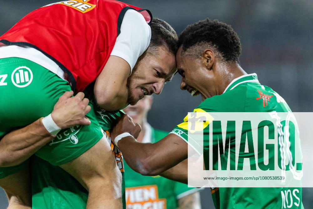 SOCCER - UEFA ECL, Rapid vs Coloma VIENNA,AUSTRIA,29.JUL.26 - SOCCER - UEFA Conference League, qualification, SK Rapid Wien vs FC Santa Coloma. Image shows the rejoicing of Ercan Kara and Petter Nosa Dahl (Rapid). GEPAxpictures xPhilippxBrem