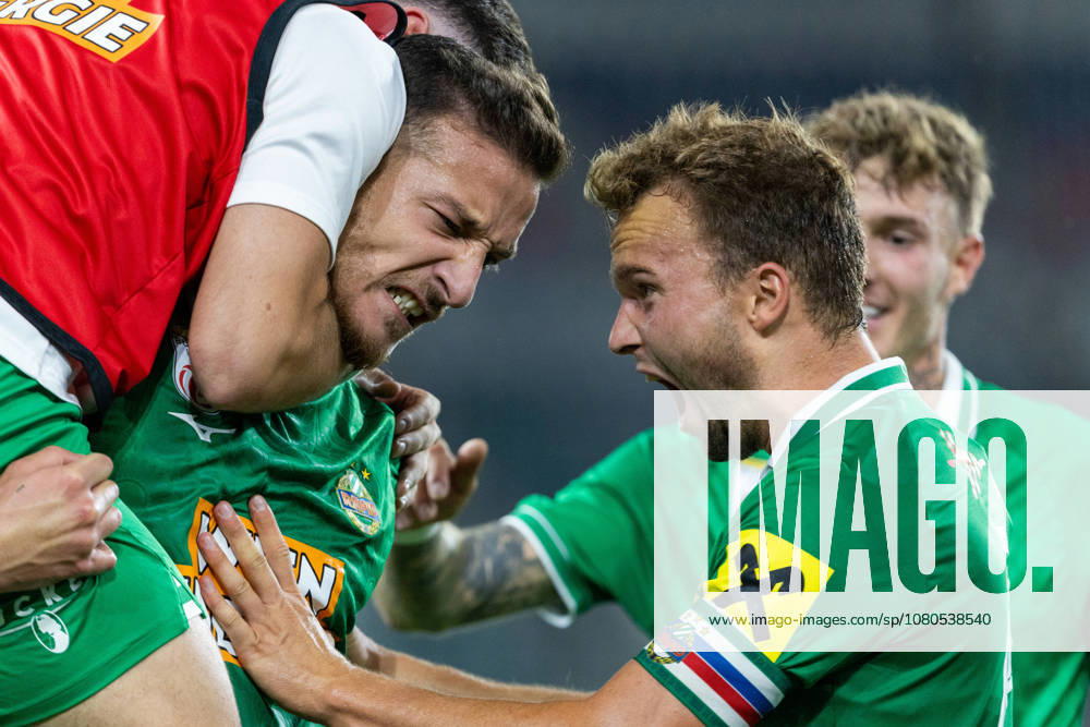 SOCCER - UEFA ECL, Rapid vs Coloma VIENNA,AUSTRIA,29.JUL.26 - SOCCER - UEFA Conference League, qualification, SK Rapid Wien vs FC Santa Coloma. Image shows the rejoicing of Ercan Kara and Matthias Seidl (Rapid). GEPAxpictures xPhilippxBrem