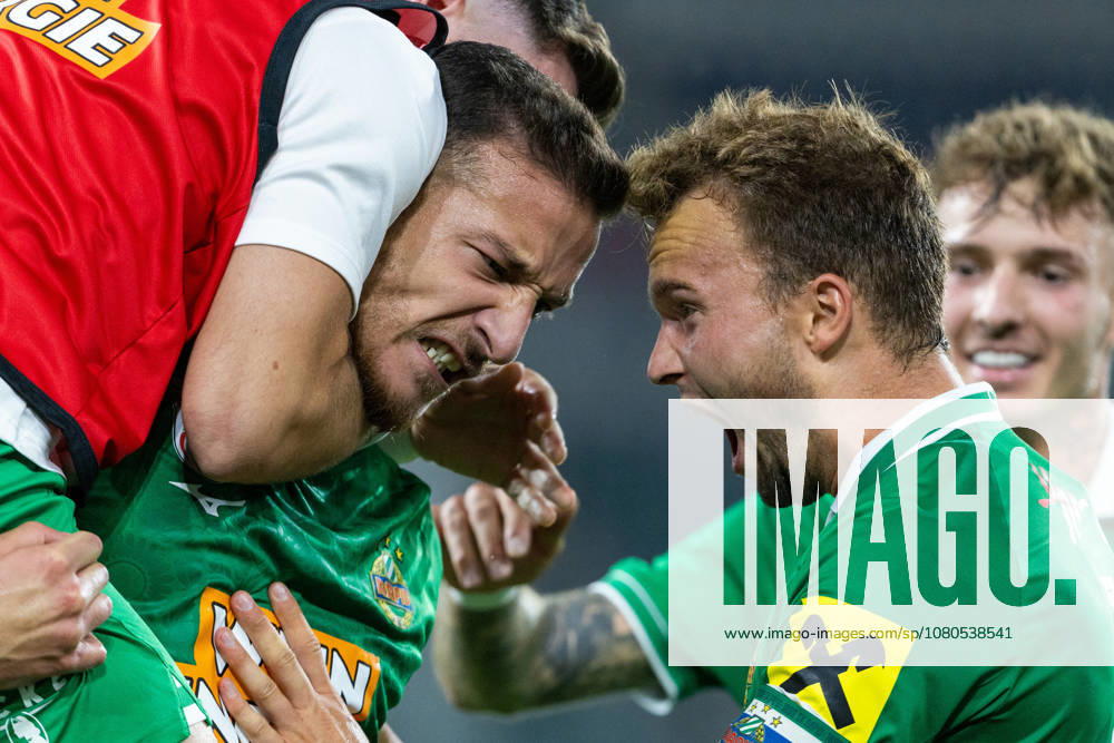 SOCCER - UEFA ECL, Rapid vs Coloma VIENNA,AUSTRIA,29.JUL.26 - SOCCER - UEFA Conference League, qualification, SK Rapid Wien vs FC Santa Coloma. Image shows the rejoicing of Ercan Kara and Matthias Seidl (Rapid). GEPAxpictures xPhilippxBrem