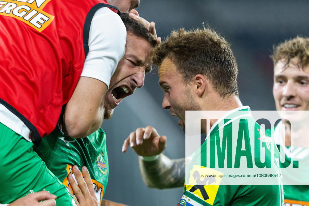 SOCCER - UEFA ECL, Rapid vs Coloma VIENNA,AUSTRIA,29.JUL.26 - SOCCER - UEFA Conference League, qualification, SK Rapid Wien vs FC Santa Coloma. Image shows the rejoicing of Ercan Kara and Matthias Seidl (Rapid). GEPAxpictures xPhilippxBrem