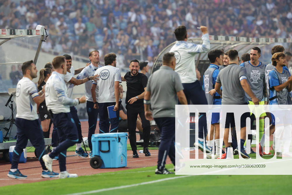 Supertaça Portugal Estadio Cidade de Coimbra, August 01, 2026, Coimbra v.l. FC Porto feiert das 1:0 durch Victor Froholdt (FC Porto) Coimbra Estádio Cidade de Coimbra Coimbra Portugal