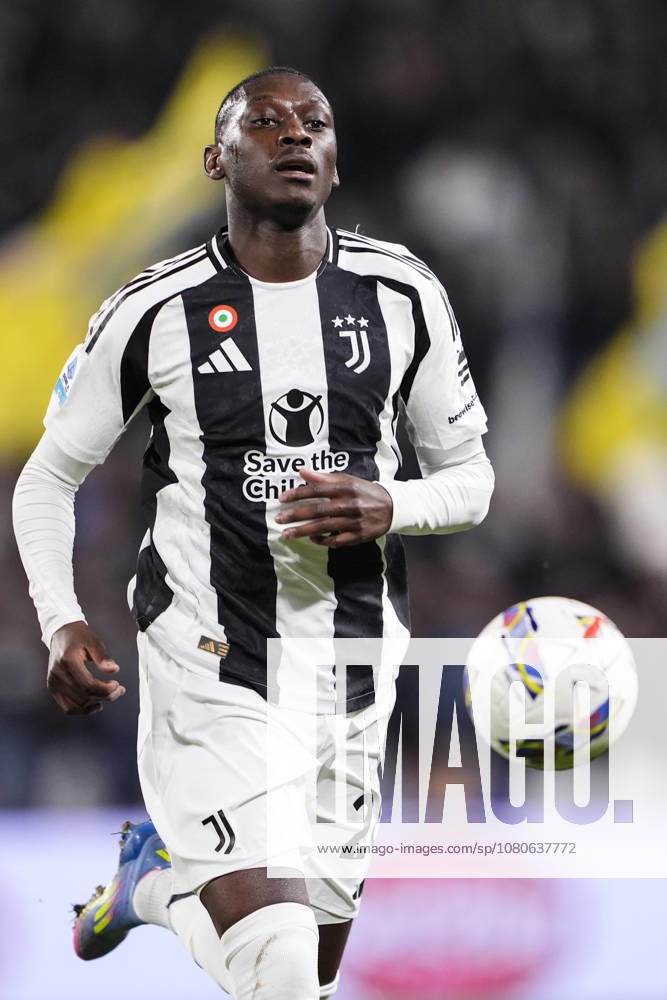 Juventus Kolo Muani Randal during the Serie A soccer match between Juventus Fc and Lecce at the Juventus Stadium in Turin, north west Italy - April 12, 2025. - Soccer
