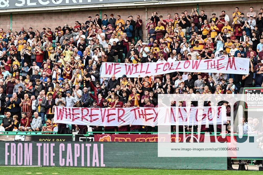Hibernian v Motherwell William Hill Premiership Fans of Motherwell with a banner reading We will follow them..wherever they go during the William Hill Premiership match at Easter Road, Edinburgh 02 08 2026 UK Newspapers OUT