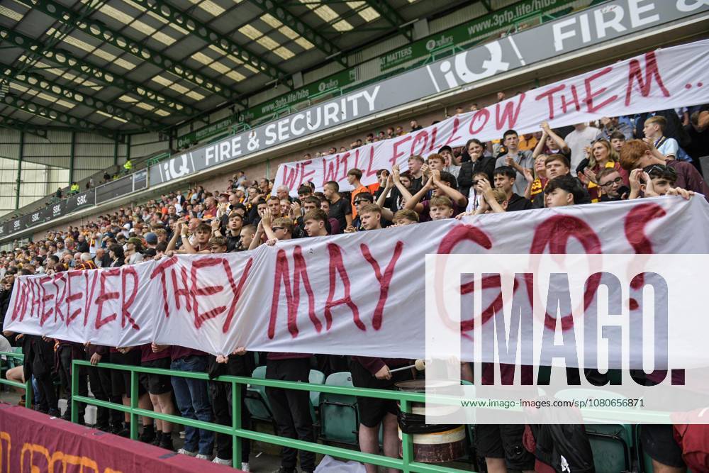 Hibernian v Motherwell William Hill Premiership Fans of Motherwell with a banner reading We will follow them..wherever they go during the William Hill Premiership match at Easter Road, Edinburgh 02 08 2026 UK Newspapers OUT