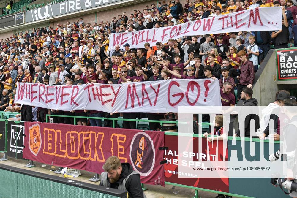 Hibernian v Motherwell William Hill Premiership Fans of Motherwell with a banner reading We will follow them..wherever they go during the William Hill Premiership match at Easter Road, Edinburgh 02 08 2026 UK Newspapers OUT