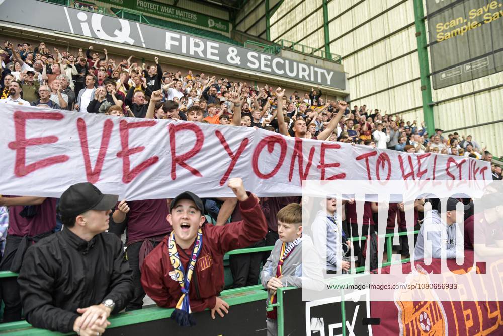 Hibernian v Motherwell William Hill Premiership Fans of Motherwell with a banner reading Everyone to Helsinki during the William Hill Premiership match at Easter Road, Edinburgh 02 08 2026 UK Newspapers OUT