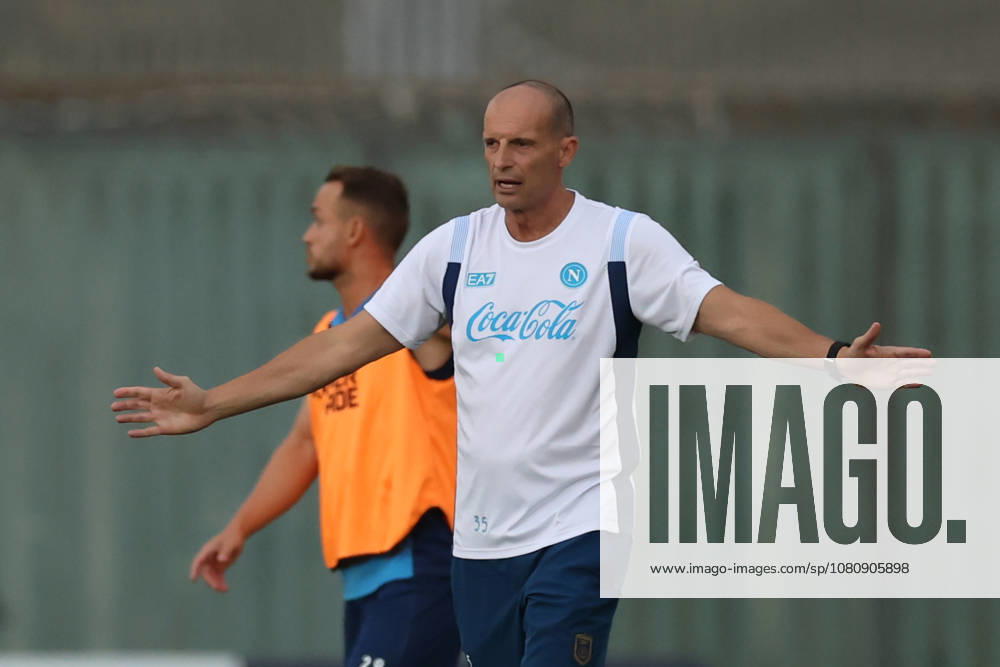 SSC Napoli Training Session Massimiliano Allegri, coach of Napoli, during a training session on the first day of the preseason camp of SSC Napoli at Stadio Patini in Castel di Sangro, Italy, on August 11, 2025. Castel di Sangro Abruzzo Italy