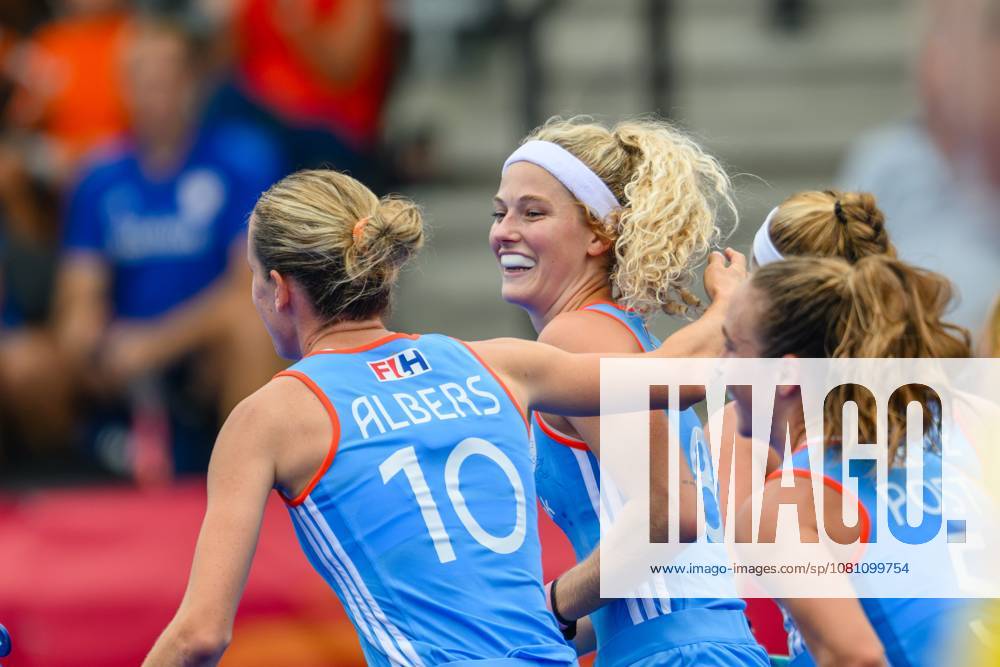 AMSTELVEEN, 15-08-2026, Wagener Stadion, FIH Hockey World Cup 2026 Women, 2026. Yibbi Jansen scores and celebrates during the game Netherlands - Chile (women). Netherlands - Chile (women) x205736232x
