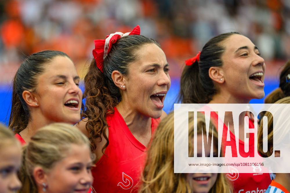 AMSTELVEEN, 15-08-2026, Wagener Stadion, FIH Hockey World Cup 2026 Women, 2026. Team Chili during the play of the national anthem before the match Netherlands - Chile (women). Netherlands - Chile (women) x205740028x