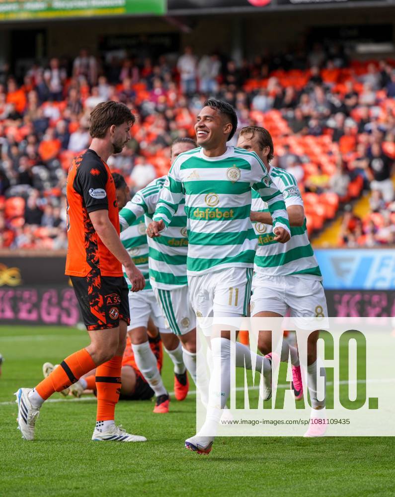 Camilo Duran of Celtic celebrates scoring to give Celtic a 0-2 lead. Dundee United v Celtic, Premier Sports Cup, Second Round, Football, Tannadice Park, Dundee, Scotland, UK - 15 Aug 2026Dundee Tannadice Park Scotland United Kingdom