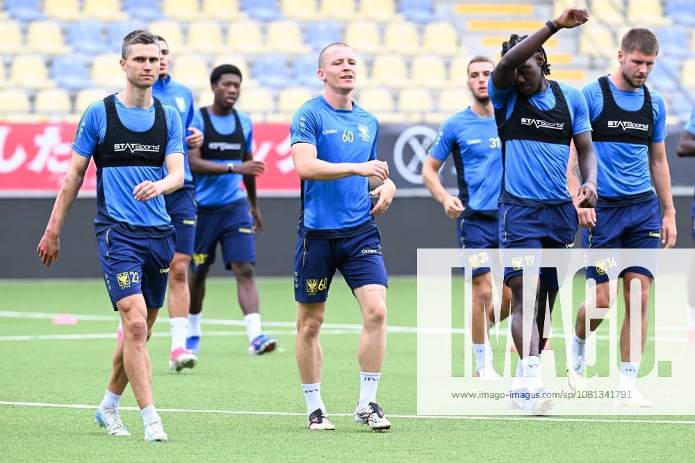 STVV s players pictured in action during a training session of Belgian soccer team Sint-Truidense V.V., Wednesday 19 August 2026 in Sint-Truiden, in preparations of the first leg of the play-off round for the UEFA Europa League league phase, against Cypriot team AC Omonoia Nicosia. JILLxDELSAUX x183761777x
