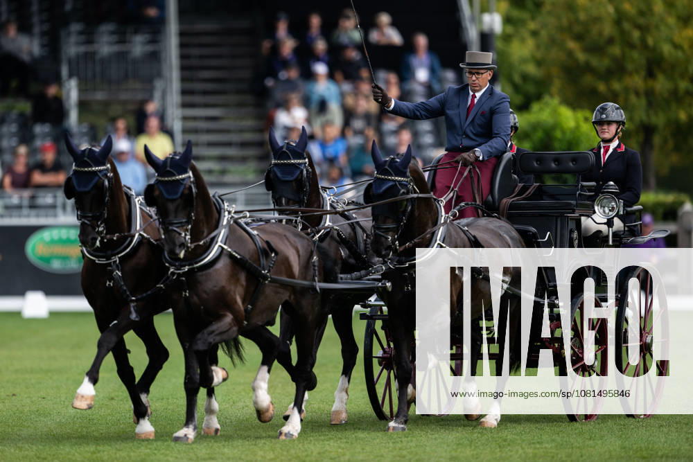 Fredrik Persson of Sweden with horses Fasco, Hertog Jan, Judson and Kermit compete in the Four-in-Hand Dressage during day 11 of the 2026 FEI World Championships on August 21, 2026 in Aachen. Photo: Emma Wallskog BILDBYRAN kod EW EW0695 ridsport equestrian rid-vm 2026 2026 fei world championships bbeng ridsport-vm fyrspann drivning körning dressyr dressage four in hand