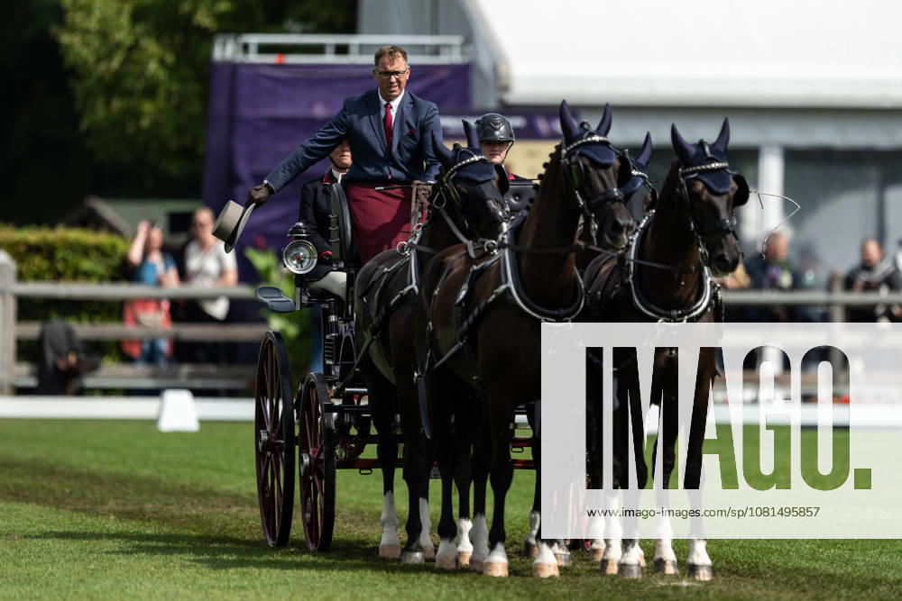 Fredrik Persson of Sweden with horses Fasco, Hertog Jan, Judson and Kermit compete in the Four-in-Hand Dressage during day 11 of the 2026 FEI World Championships on August 21, 2026 in Aachen. Photo: Emma Wallskog BILDBYRAN kod EW EW0695 ridsport equestrian rid-vm 2026 2026 fei world championships bbeng ridsport-vm fyrspann drivning körning dressyr dressage four in hand