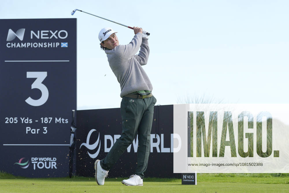 BALMEDIE, SCOTLAND - AUG 21: Maximilian Steinlechner (AUT) plays from the third tee during Round 2 at the 2026 Nexo Championship at the Trump International Golf Links, Balmedie on August 21, 2026 in Aberdeenshire, Scotland The 2026 Nexo Championship
