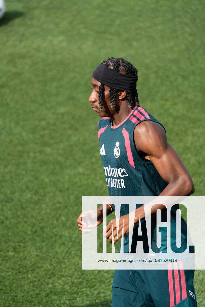 ESP: Real Madrid Training day Yan Diomande of Real Madrid during the training day of Real Madrid ahead the Spanish League, LaLiga EA Sports, football match against RC Espanyol de Barcelona at Ciudad Deportiva Real Madrid in Valdebebas, Madrid on August 21, 2026, Spain Madrid Spain