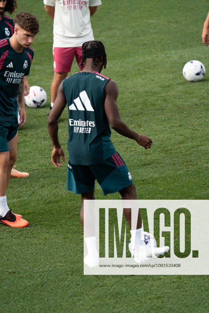 ESP: Real Madrid Training day Yan Diomande of Real Madrid during the training day of Real Madrid ahead the Spanish League, LaLiga EA Sports, football match against RC Espanyol de Barcelona at Ciudad Deportiva Real Madrid in Valdebebas, Madrid on August 21, 2026, Spain Madrid Spain