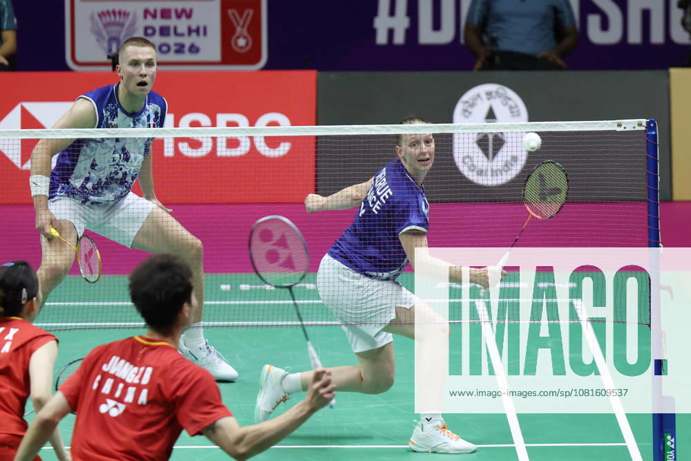 Thom Gicquel of France and Delphine Delrue of France in action during the BWF World Championships 2026 at Indira Gandhi Indoor Stadium, in New Delhi on August 22, 2026. New Delhi India