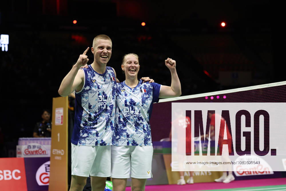 Thom Gicquel of France and Delphine Delrue of France in action during the BWF World Championships 2026 at Indira Gandhi Indoor Stadium, in New Delhi on August 22, 2026. New Delhi India