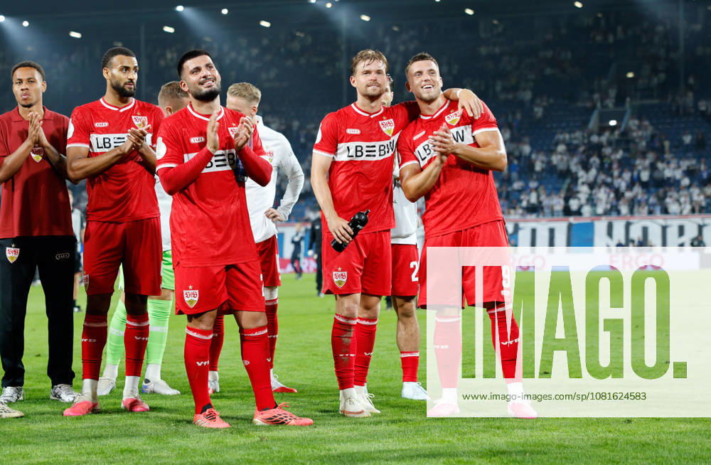 FC Hansa Rostock - VfB Stuttgart Deutschland, Rostock, 21.08.2026, Fussball, DFB-Pokal, Saison 2026 2027, FC Hansa Rostock - VfB Stuttgart: v.l. Josha Vagnoman, Deniz Undav, Maximilian Mittelstädt, Ermedin Demirovic (alle VfB Stuttgart).
