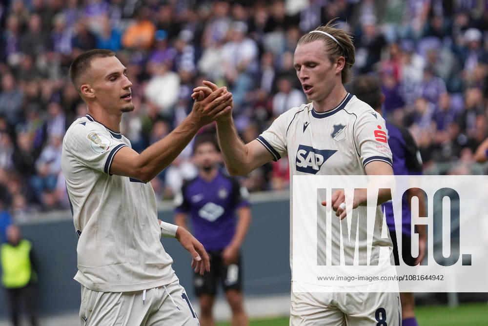 eins Erzgebirgsstadion, Aue, GER, DFB Pokal, Erzgebirge Aue vs TSG Hoffenheim , Patrick Wimmer (Hoffenheim) freut sich ueber das Tor zum 0:2. (Photo by Hasan Bratic DeFodi Images) -