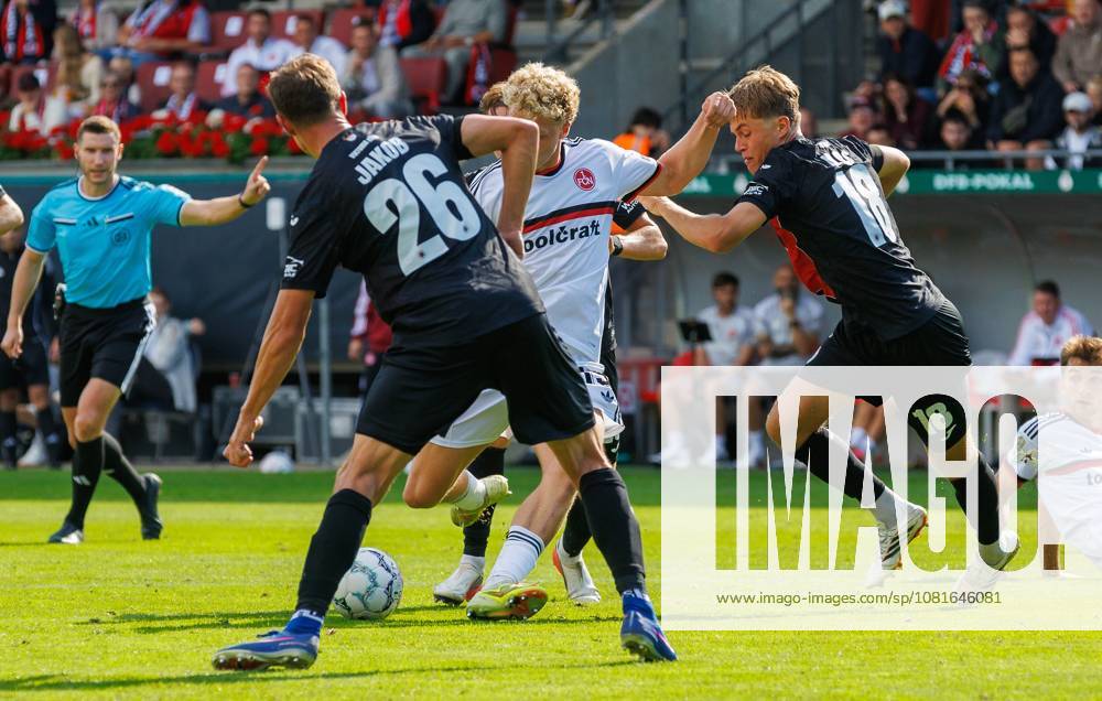 Fussball - Saison 2026 2027 - DFB Pokal Vereinspokal - 01. Runde: Viktoria Köln - 1. FC Nürnberg Nuernberg FCN ( Club ) - Sportfoto Zink DaMa - - regulations prohibit any use of photographs as image sequences and or quasi-video - Tor Treffer Torschuß zum 0:1 - Torschütze Piet Scobel (19, 1. FC Nürnberg FCN )