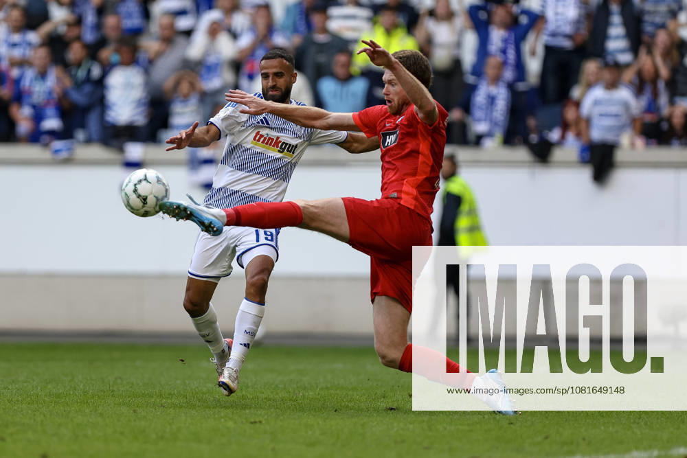 GER, Fussball, Herren, DFB-Pokal, Saison 2026 2027, MSV Duisburg - SV Elversberg Ramien Safi (Duisburg) und Florian Le Joncour (SVE) Duisburg schauinsland-reisen Arena Nordrhein-Westfalen Deutschland