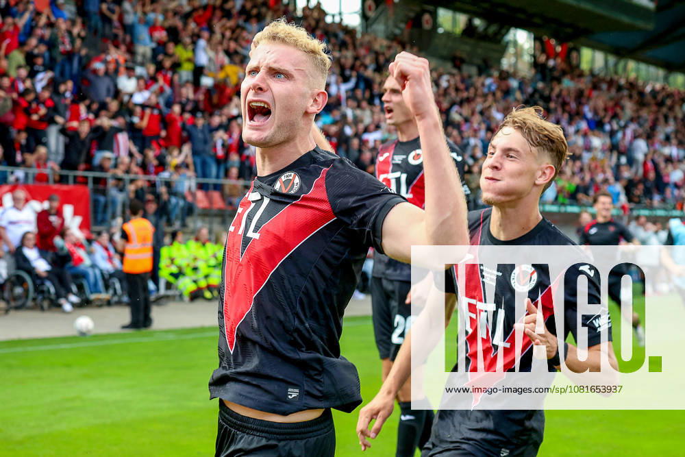 Fußball, DFB-Pokal 1. Runde, Viktoria Köln - 1. FC Nürnberg, Sportpark Höhenberg, Saison 2026 2027: Torjubel nach dem Tor zum 1:1 durch Torschuetze Meiko Sponsel (Viktoria Köln 19) DFB regulations prohibit any use of photographs as image sequences and or quasi-video. Photo: xSandraxScherningxPressefotoKochx Nordrhein-Westfalen Deutschland