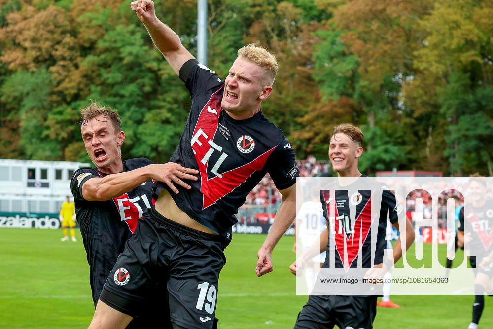 Fußball, DFB-Pokal 1. Runde, Viktoria Köln - 1. FC Nürnberg, Sportpark Höhenberg, Saison 2026 2027: Torjubel nach dem Tor zum 1:1 durch Torschuetze Meiko Sponsel (Viktoria Köln 19) DFB regulations prohibit any use of photographs as image sequences and or quasi-video. Photo: xSandraxScherningxPressefotoKochx Nordrhein-Westfalen Deutschland