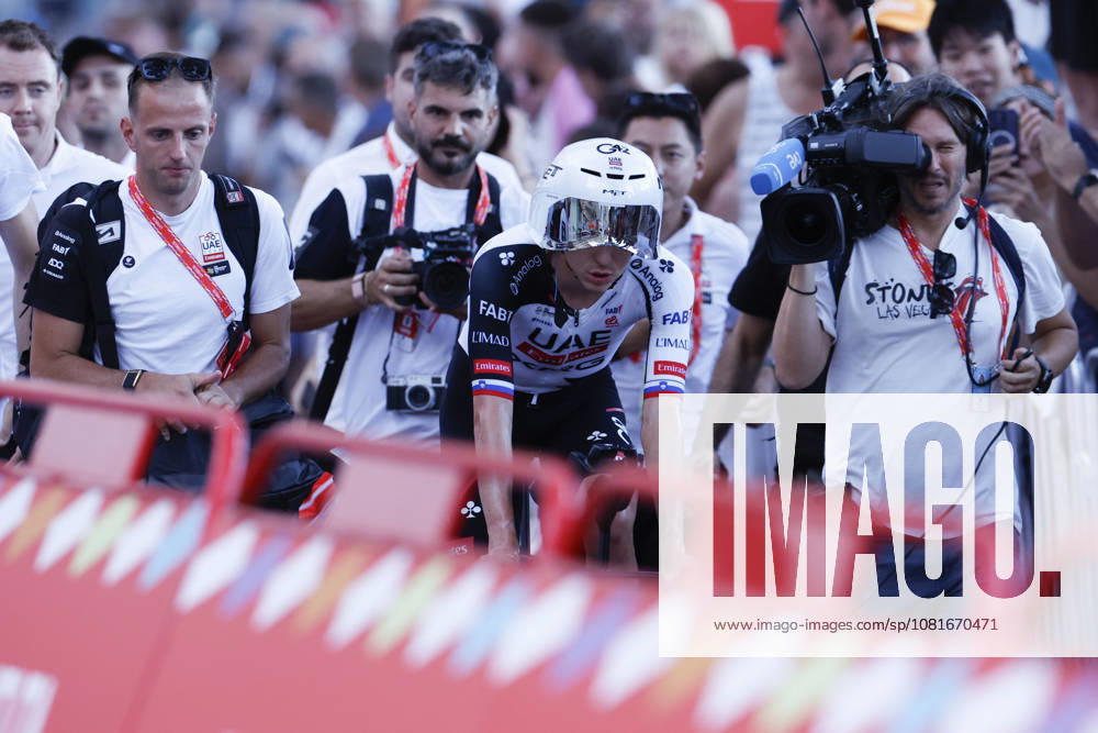 Slovene rider Tadej Pogacar (UAE Emirates) reacts after winning Tour of Spain s first stage, a 9.4 kilometers time trial in Monaco, 22 August 2026. First stage. Time trial in Monaco (9.4 km) !ACHTUNG: NUR REDAKTIONELLE NUTZUNG!