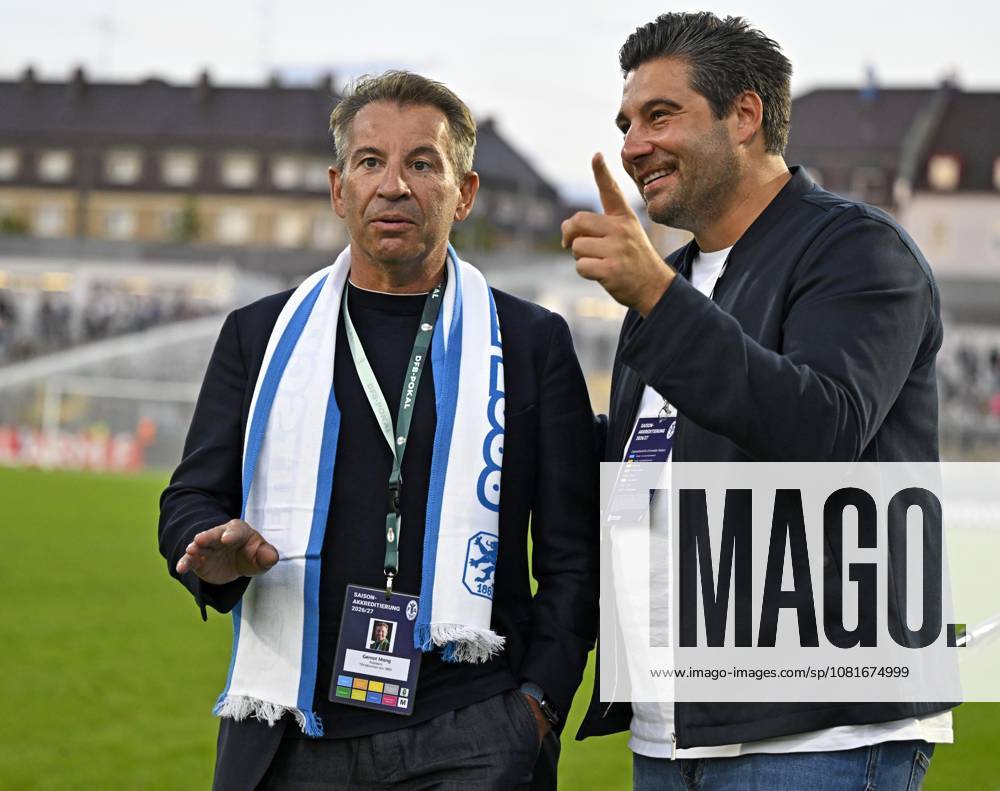 Fussball DFB-Pokal 2026 27, 1.Runde, TSV 1860 München - Holstein Kiel, im Stadion an der Grünwalderstrasse in München, v.l. Präsident Gernot Mang (TSV 1860 München) und