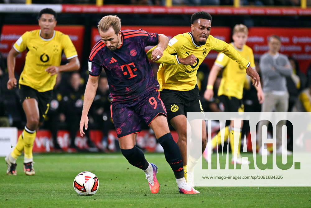 Dortmund, Germany, 1. Bundesliga, Supercup, Signal Iduna Park Dortmund, Bor. Dortmund vs FC Bayern München; Harry Kane (FCB), Felix Nmecha (BVB). Action