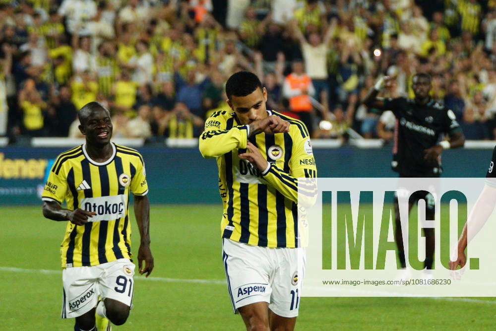 Mason Greenwood (C) of Fenerbahce celebrates after scores a goal during the Turkish Super League 2026 27 match between Fenerbahce and Konyaspor at the Chobani Stadium, Fenerbahce Sukru Saracoglu Sports Complex in Istanbul, Turkey, on August 22, 2026. Kadikoy Turkey - ZUMAu194 20260822_zip_u194_010