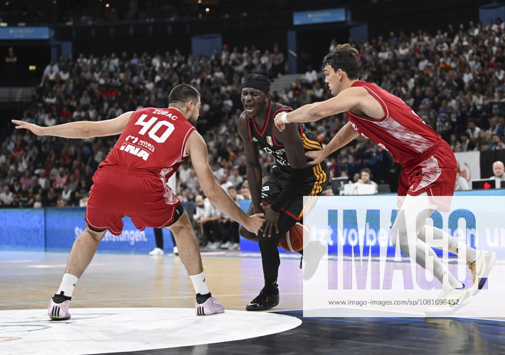 Germany v Croatia - Turkish Airlines Supercup 2026 HAMBURG, GERMANY - AUGUST 22: Germany s Isaac Bonga (C) in action during the Turkish Airlines Basketball Supercup 2026 match between Germany and Croatia at Barclays Arena in Hamburg, Germany, on August 22, 2026. Halil Sagirkaya Anadolu Hamburg Germany. Editorial use only. Please get in touch for any other usage.