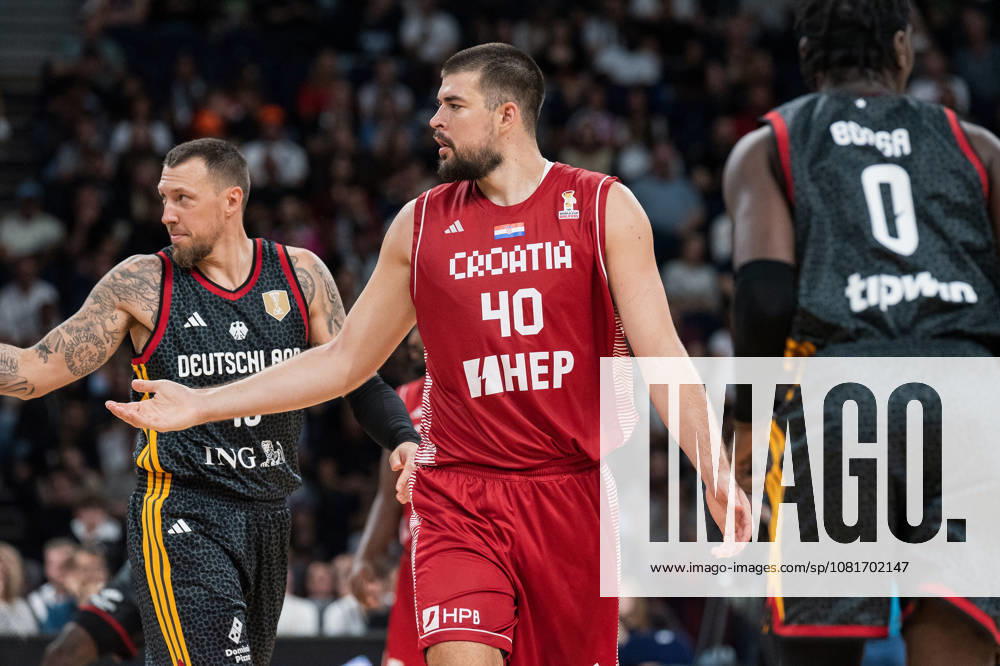 Basketball, Turkish Airlines Supercup 2026, Türkei - Kroatien, Barclays Arena (Hamburg), 22.08.2026, Finale Ivica Zubac ( 40, KROATIEN, Center, Indiana Pacers) beschwert sich